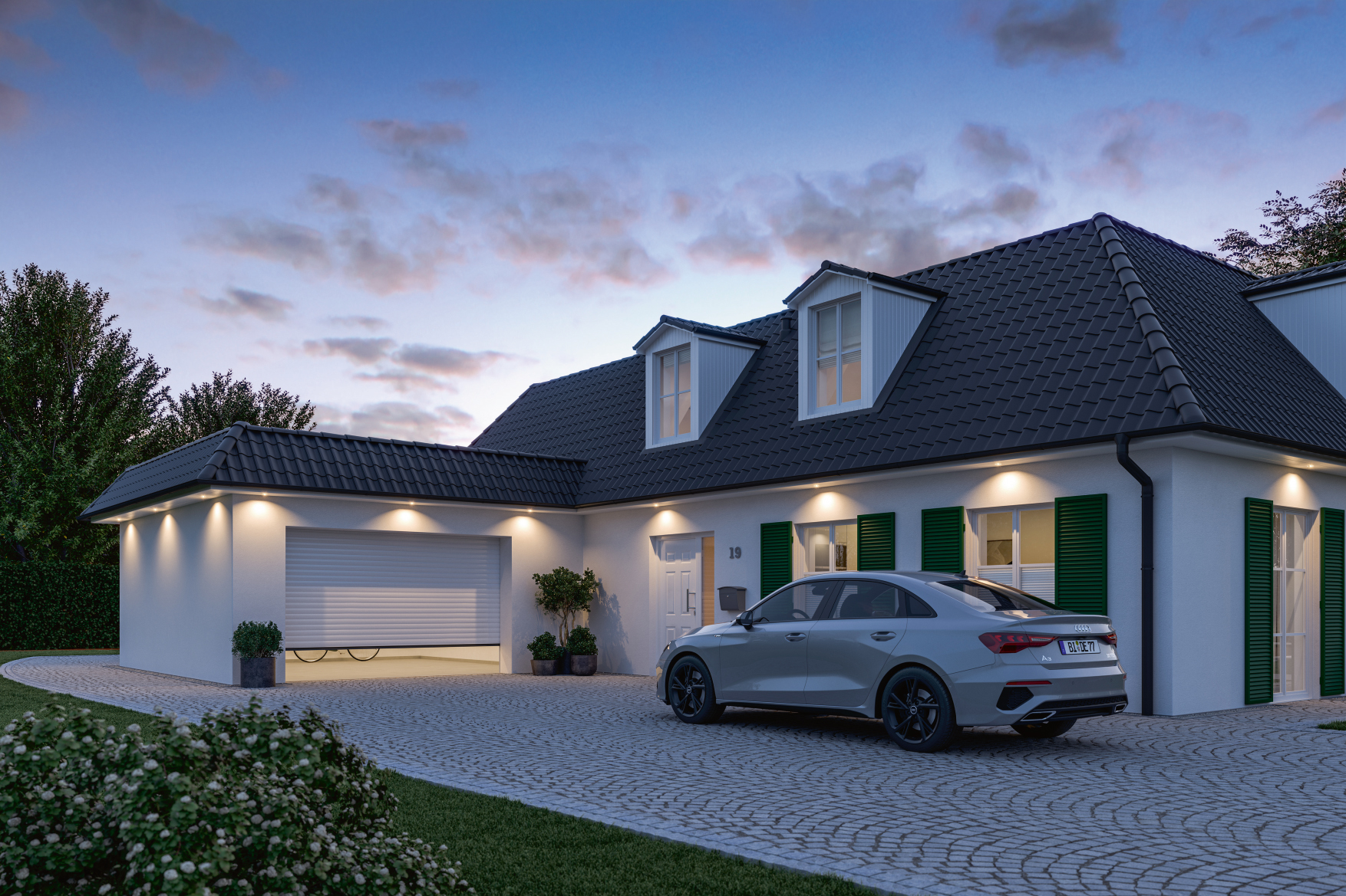 Kit De Construction Pension HO Avec Abri Auto - Vollmer 433961 - Série Bio - Neuf