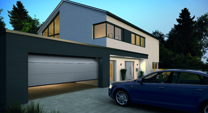 Porte de garage sectionnelle rainure L RAL 9016