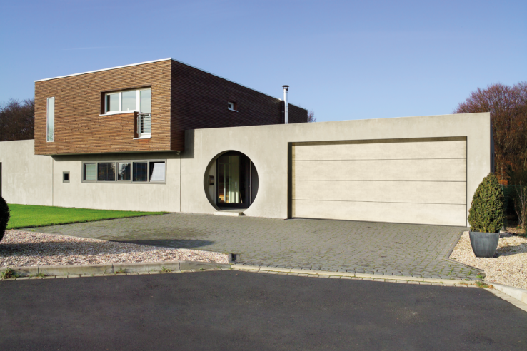 Porte de garage sectionnelle - finition Duragrain, effet béton